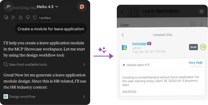End-to-end leave application lifecycle confirmed in a single session